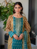 Mustard and Green Embroidered Cutwork Pret Lawn 3 piece