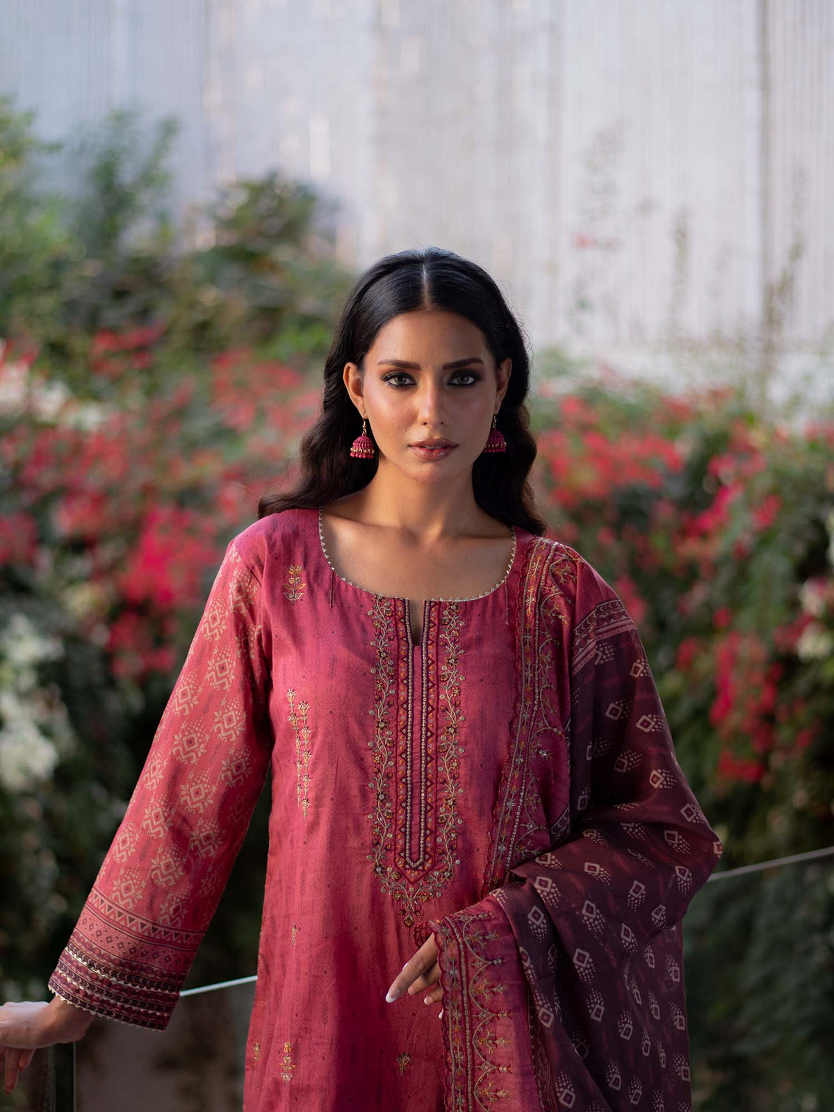 Pink Embroidered Cutwork Pret Lawn 3 piece