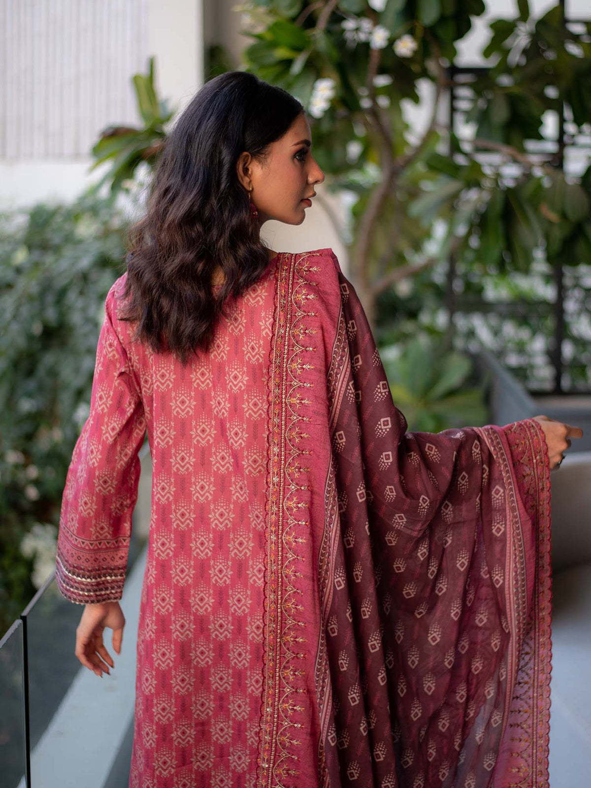 Pink Embroidered Cutwork Pret Lawn 3 piece