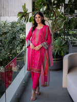 Bright Pink Embroidered Cutwork Pret Lawn 3 piece