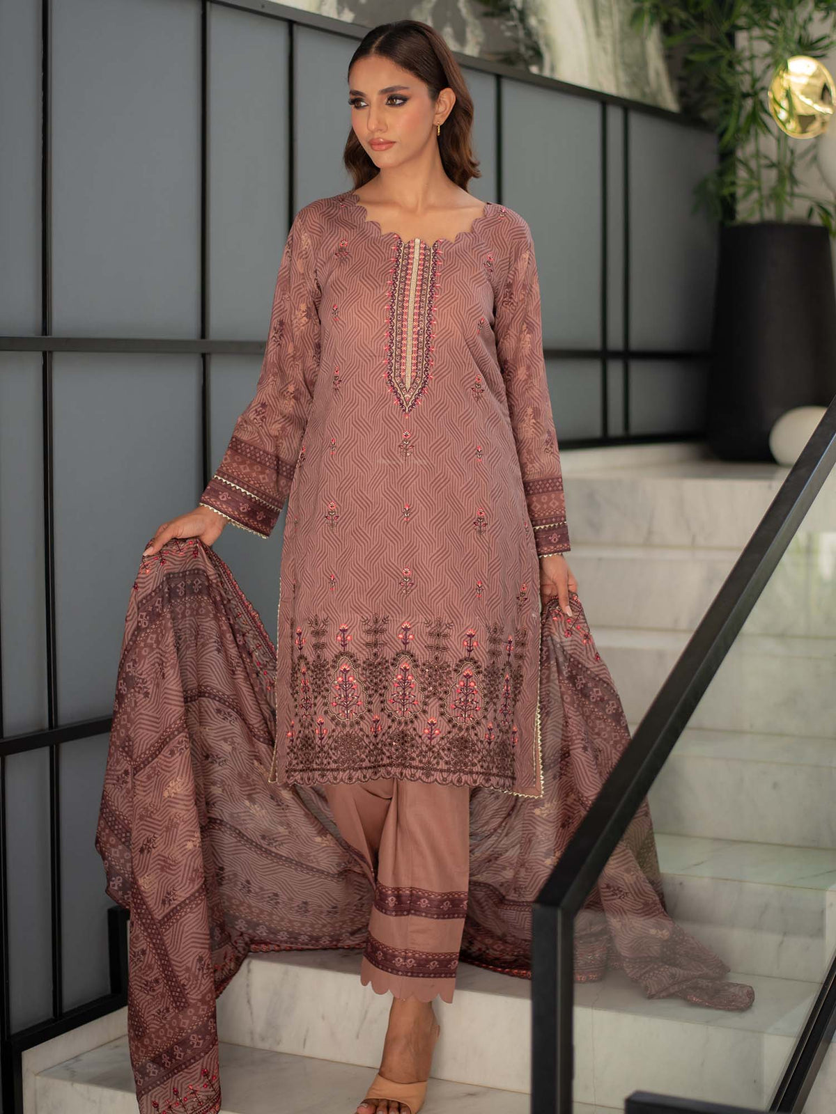 Brown Embroidered Cutwork Pret Lawn 3 piece Collection