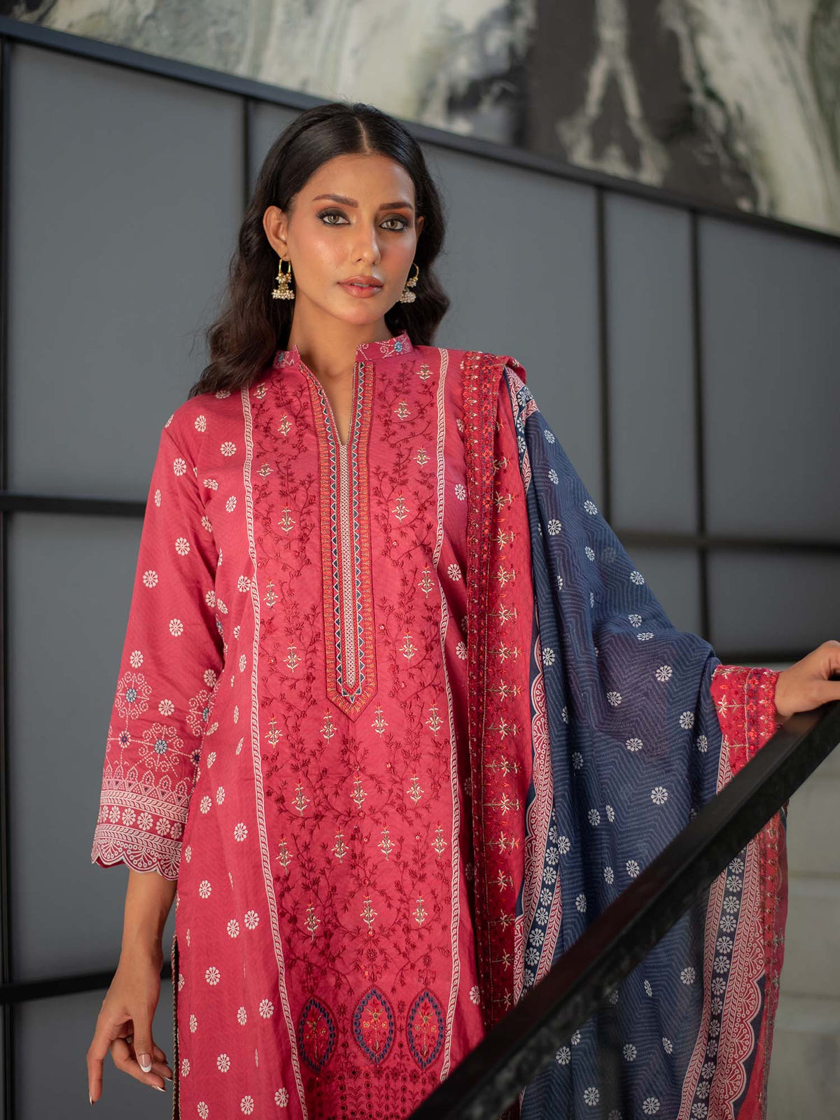 Red Embroidered Cutwork Pret Lawn 3 piece Collection