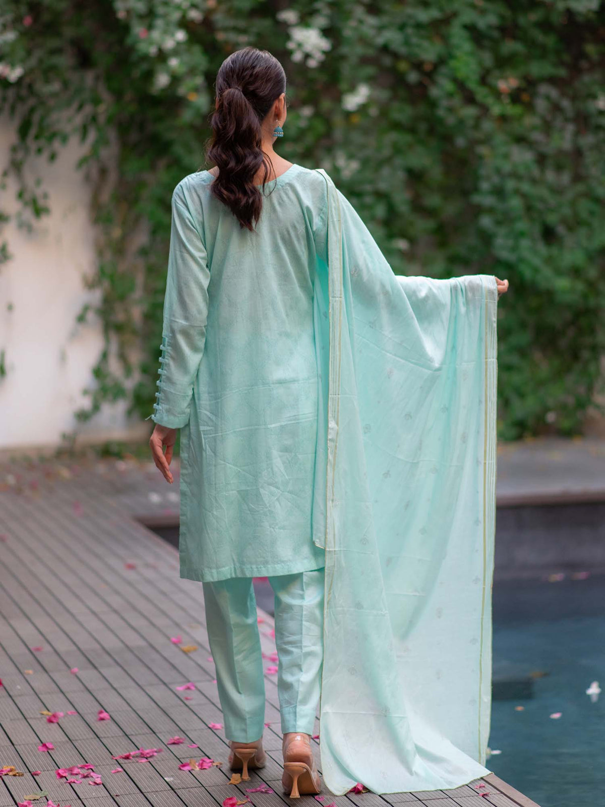 Light Blue Embroidered Cutwork Pret Lawn 3 piece