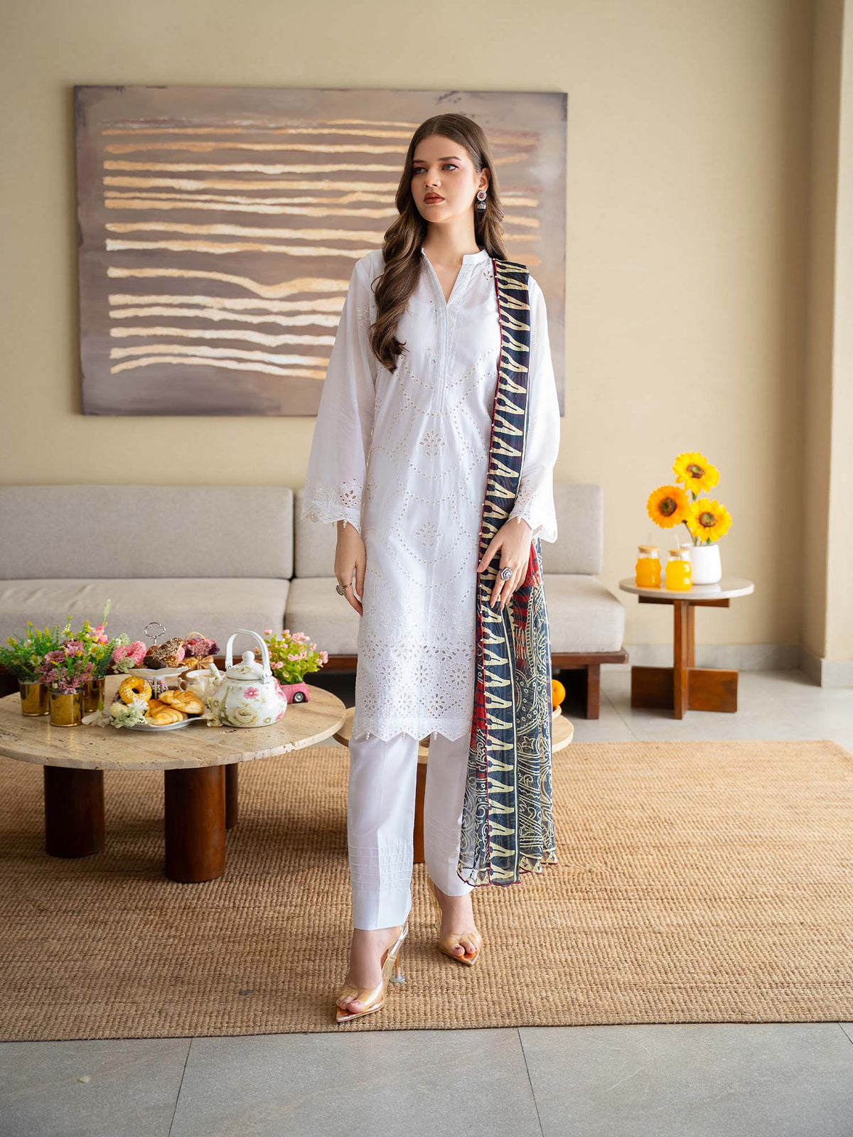 White Chikankari Lawn Pret Eid Suit 06