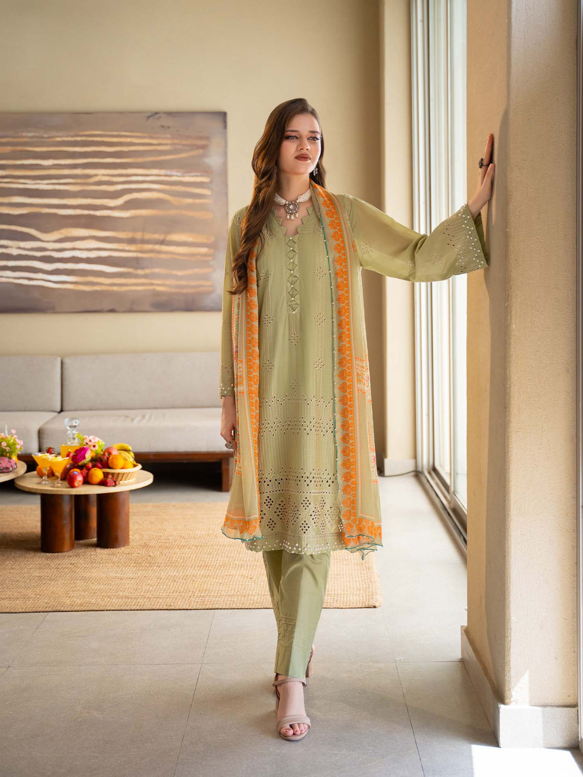 Green Chikankari Lawn Pret Eid Suit 02