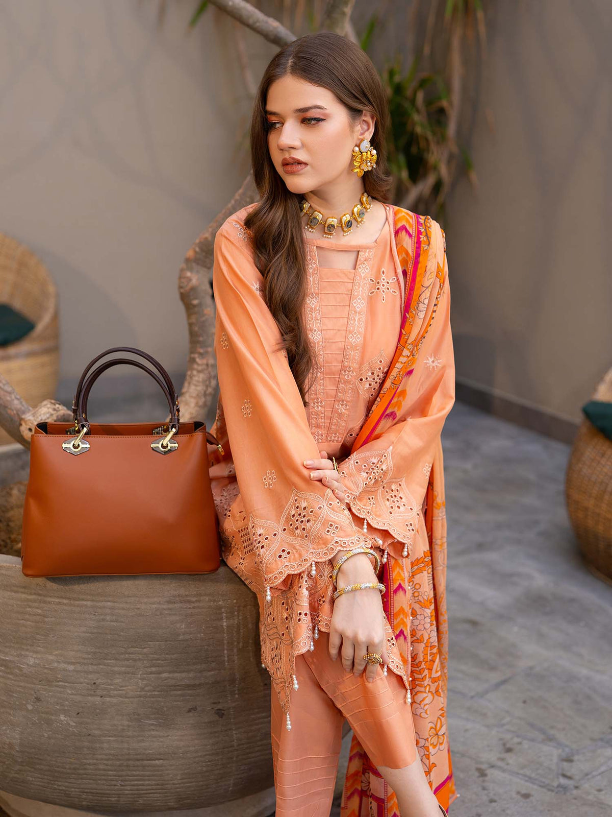 Peach Chikankari Lawn Pret Eid Suit 07