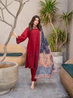 Red Chikankari Lawn Pret Eid Suit 08