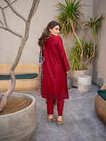 Red Chikankari Lawn Pret Eid Suit 08