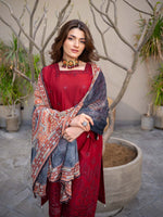 Red Chikankari Lawn Pret Eid Suit 08