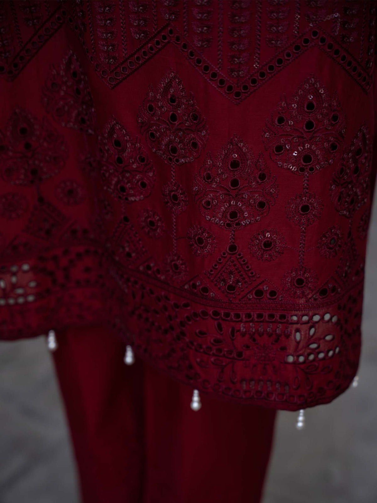 Red Chikankari Lawn Pret Eid Suit 08