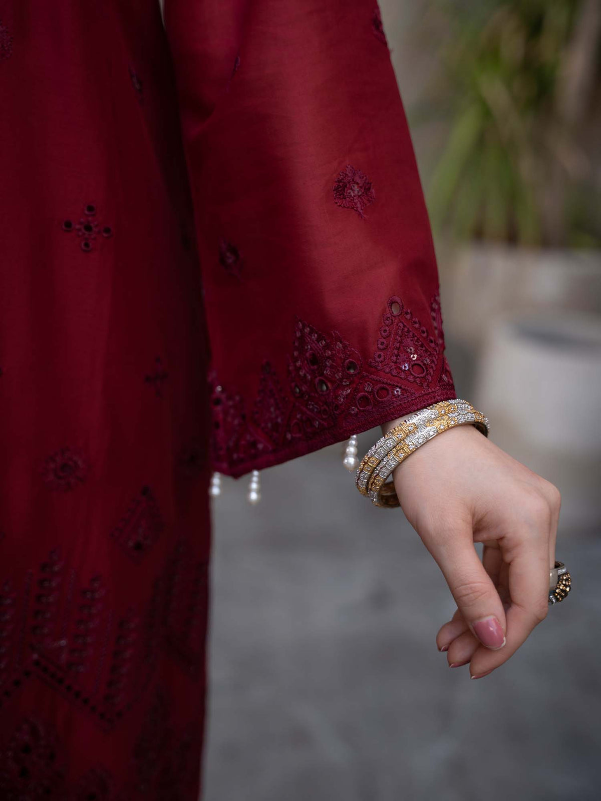 Red Chikankari Lawn Pret Eid Suit 08