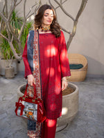 Red Chikankari Lawn Pret Eid Suit 08
