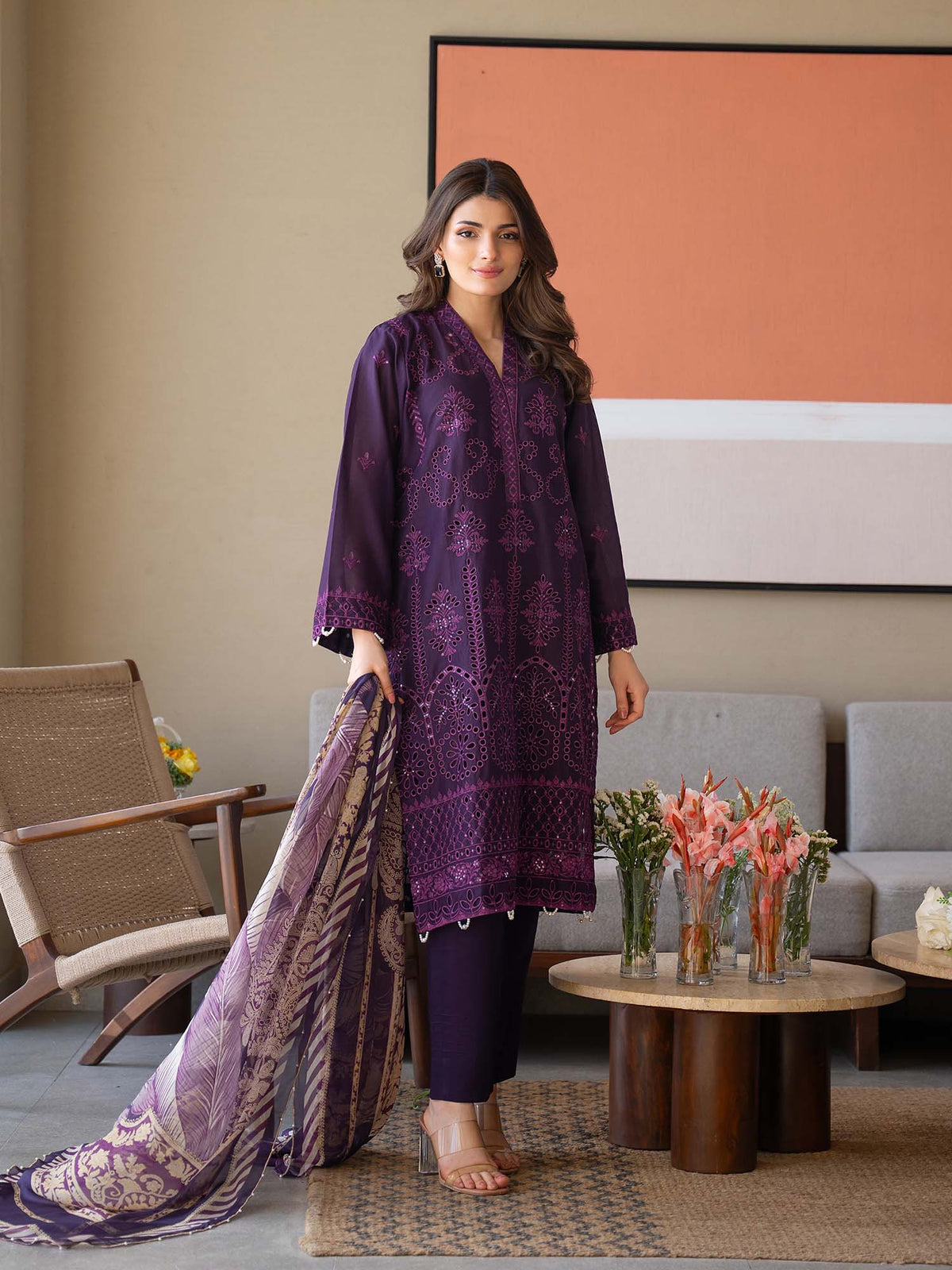 Purple Chikankari Lawn Pret Eid Suit 09