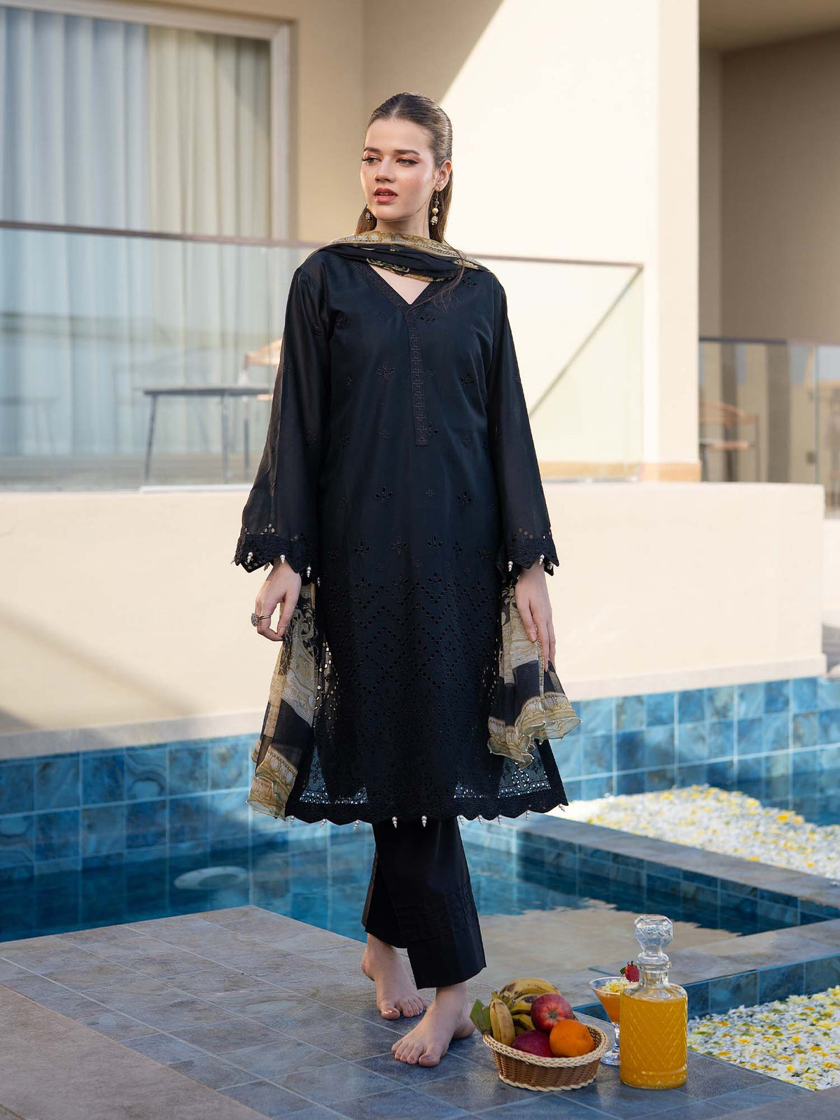 Black Chikankari Lawn Pret Eid Suit 10
