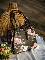 Black Flower Hand Bag