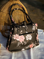 Black Flower Hand Bag