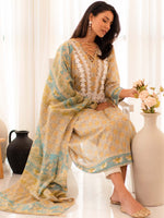 Yellow Premium Embroidered Lawn 3 Piece Suit Set 06