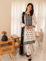 White Embroidered Cotton Summer 3 Piece Suit Set 03