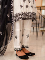 White Embroidered Cotton Summer 3 Piece Suit Set 03