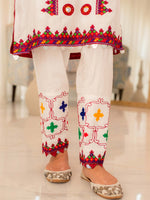 Multicolored Embroidered Cotton Summer 3 Piece Suit Set 04