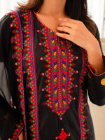 Multicolored Embroidered Cotton Summer 3 Piece Suit Set 01