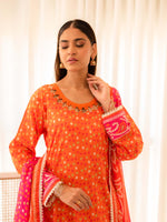 Orange Premium Embroidered Lawn 3 Piece Suit Set 07