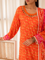 Orange Premium Embroidered Lawn 3 Piece Suit Set 07