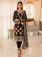 Black Premium Embroidered Lawn 3 Piece Suit Set 12
