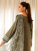 Dark Green Premium Embroidered Lawn 3 Piece Suit Set 03