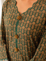 Dark Green Premium Embroidered Lawn 3 Piece Suit Set 03