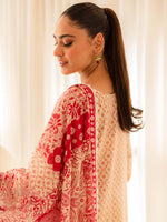 Yellow and Red Premium Embroidered Lawn 3 Piece Suit Set 05