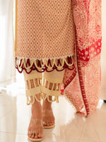 Yellow and Red Premium Embroidered Lawn 3 Piece Suit Set 05