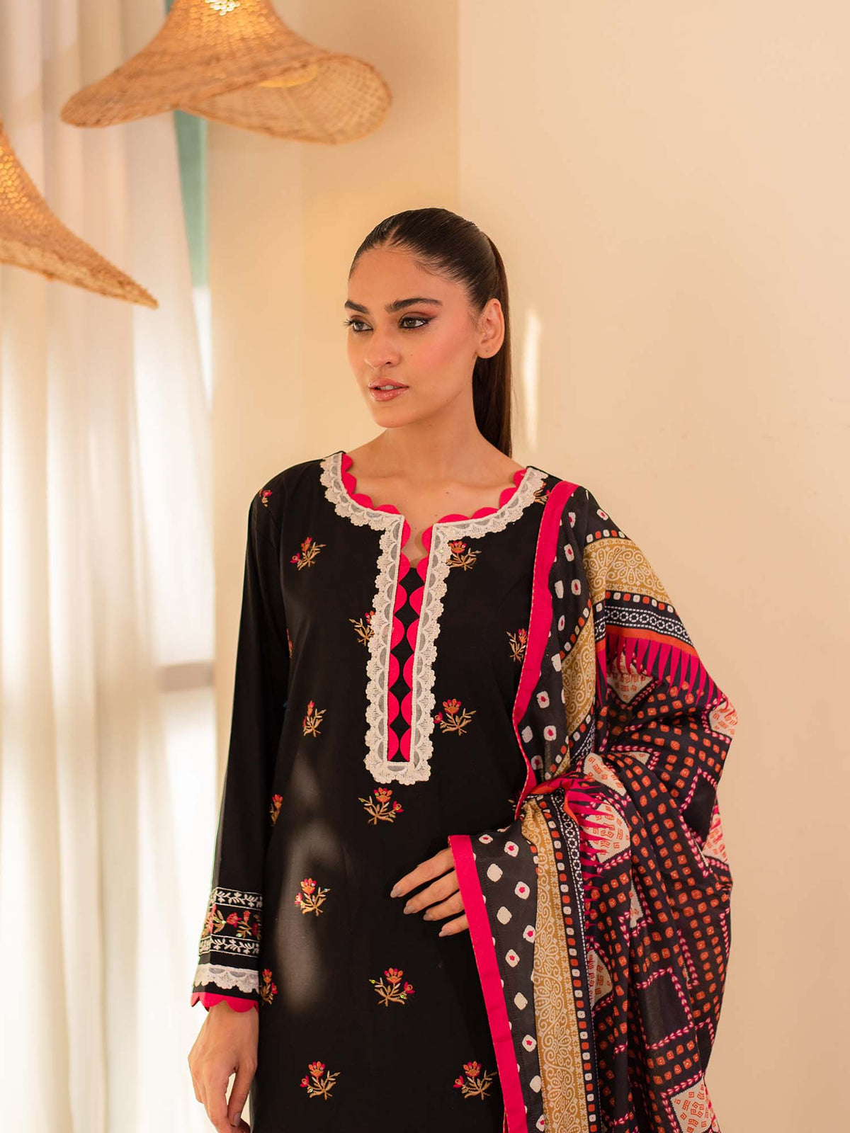 Multicolored Premium Embroidered Lawn 3 Piece Suit Set 13