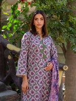 Light Purple Printed Cambric 3 Piece Suit 08
