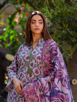 Light Purple Printed Cambric 3 Piece Suit 08
