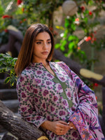 Light Purple Printed Cambric 3 Piece Suit 08