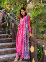 Bright Pink Printed Cambric 3 Piece Suit 07
