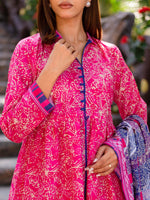 Bright Pink Printed Cambric 3 Piece Suit 07