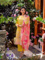 Yellow Digital Embroidered Lawn Pret 3 piece suit