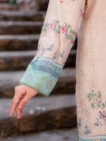 Beige and Green Embroidered Lawn Pret 3 piece suit