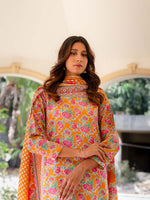 Bright Orange Printed Viscose 3 Piece Suit 08