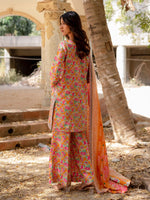 Bright Orange Printed Viscose 3 Piece Suit 08