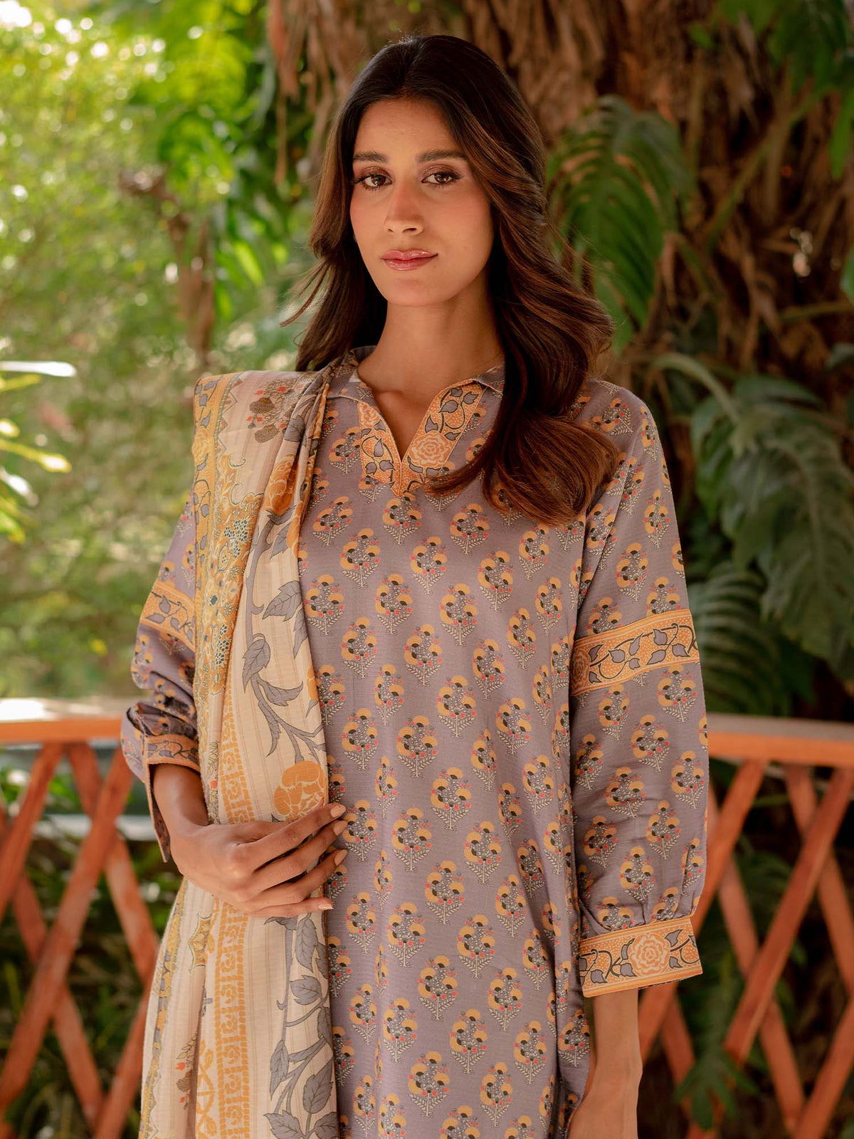 Light Purple Printed Viscose 3 Piece