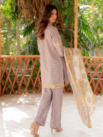 Light Purple Printed Viscose 3 Piece