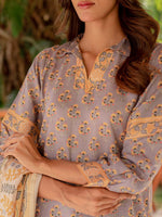 Light Purple Printed Viscose 3 Piece Suit 06