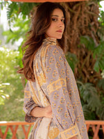 Light Purple Printed Viscose 3 Piece Suit 06