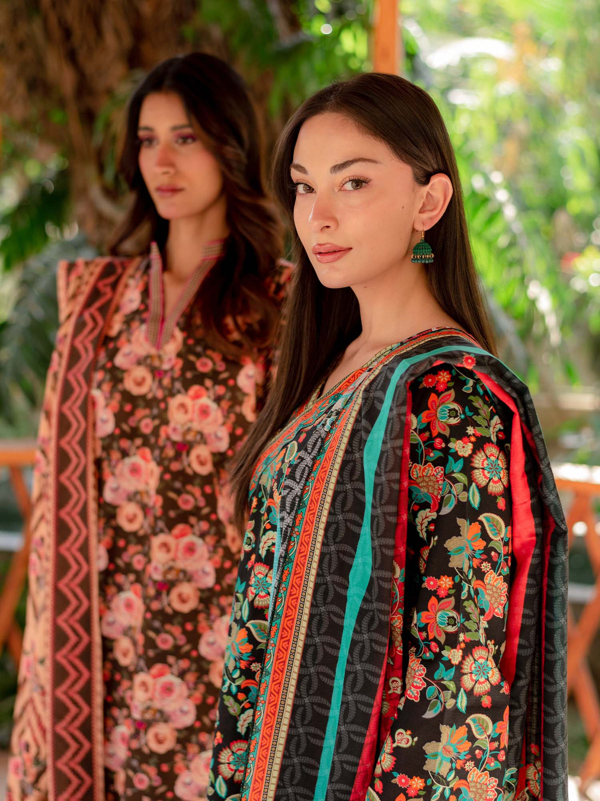 Multicolored Printed Cambric 3 Piece Suit 01