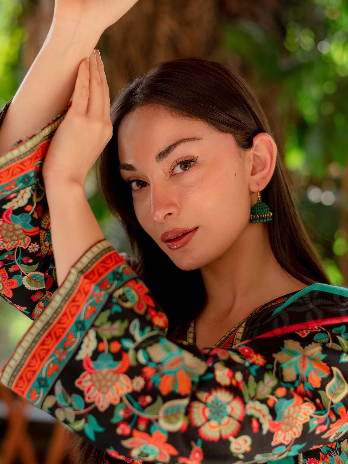 Multicolored Printed Cambric 3 Piece Suit 01