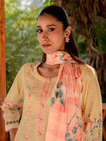 Light Yellow Digital Embroidered Lawn Pret 3 piece suit set 18