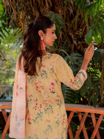 Light Yellow Digital Embroidered Lawn Pret 3 piece suit set 18